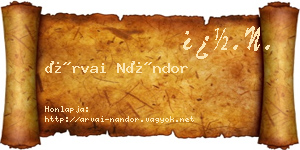 Árvai Nándor névjegykártya